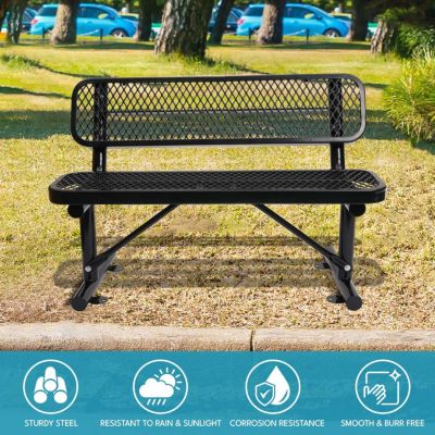 Streamdale 4 ft. Outdoor Steel Bench with Backrest in Black