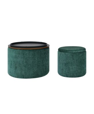 Chenille Storage Ottoman with Stool