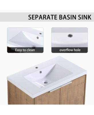  72" Wall-Mounted Vanity with Sink and Cabinet