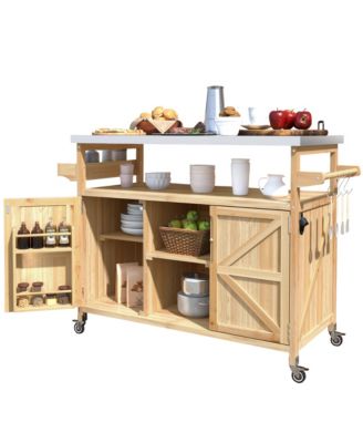 Farmhouse Outdoor Island Cart with Grill Top