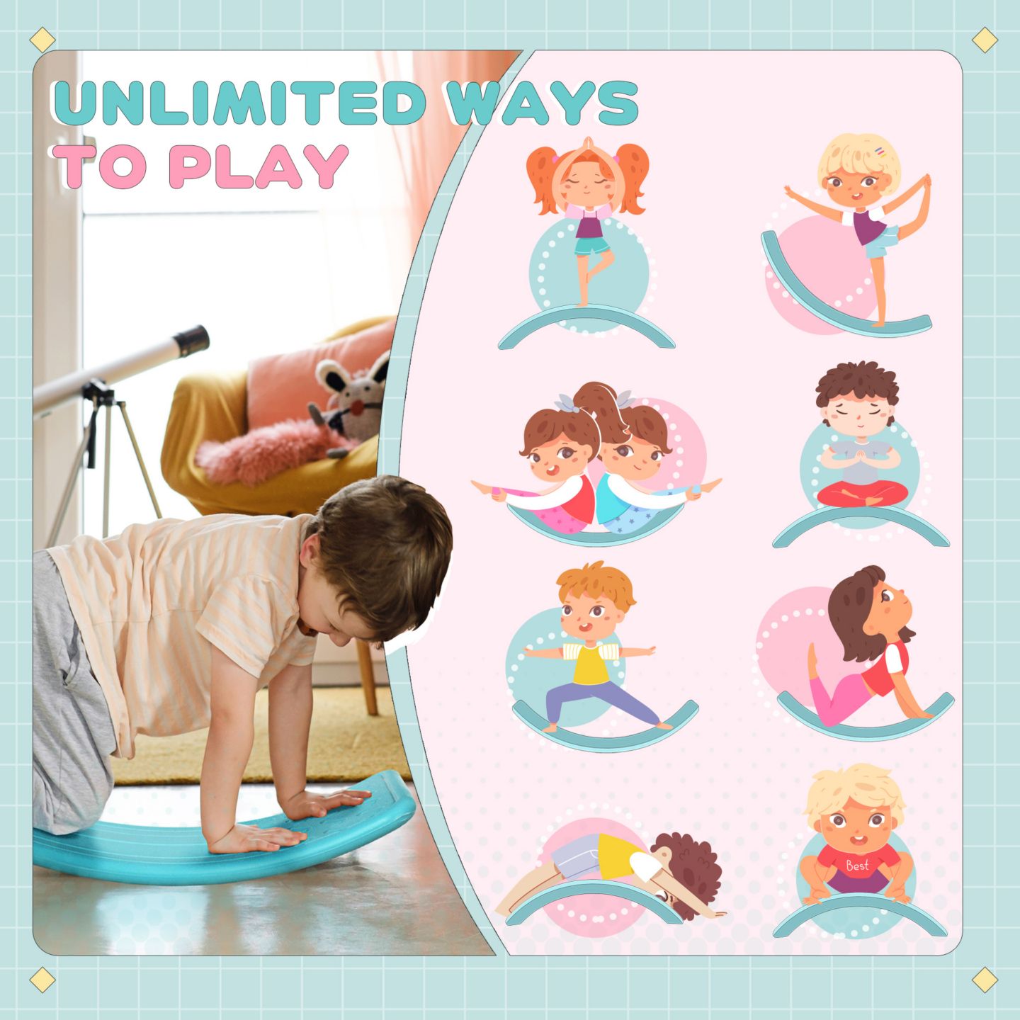 Детская игрушка Streamdale Furniture Kids' Wobble Balance Board, Ages 3-6, цвет: Синий — фото 6