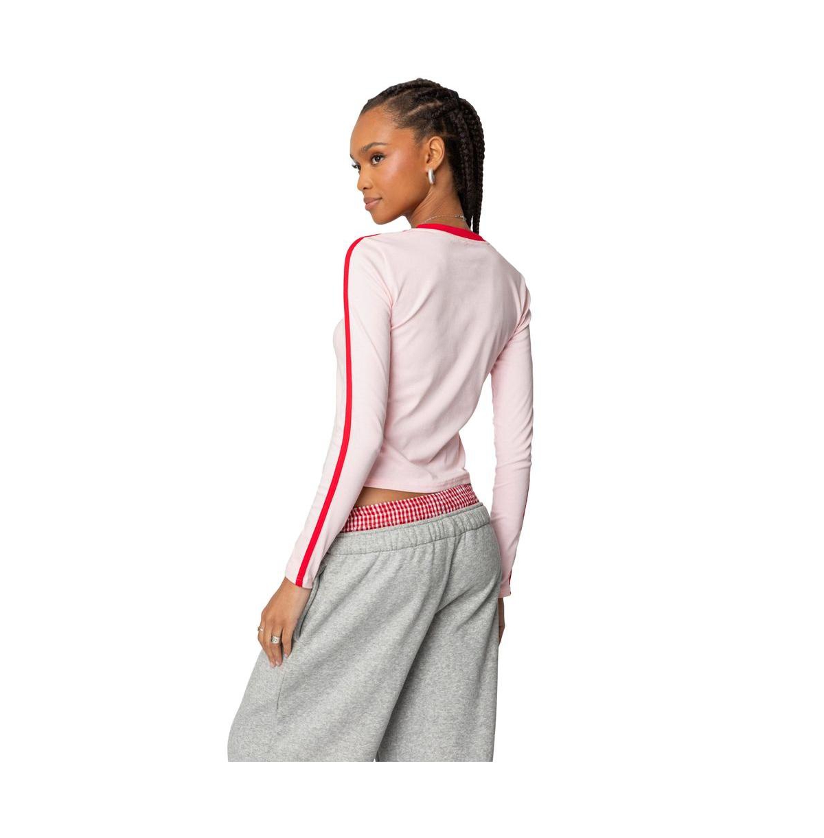 Edikted Women's Peachy Long Sleeve T Shirt - Light-pink