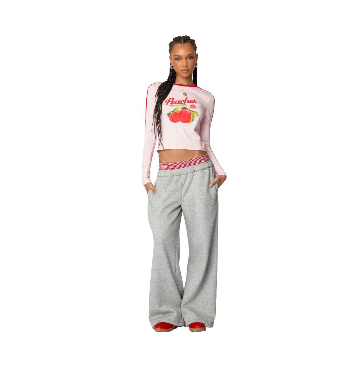 Edikted Women's Peachy Long Sleeve T Shirt - Light-pink