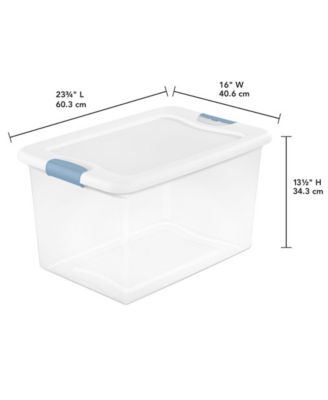 Sterilite 64 Qt Clear Plastic Stackable Storage Bin w/ White Latch Lid, 24 Pack