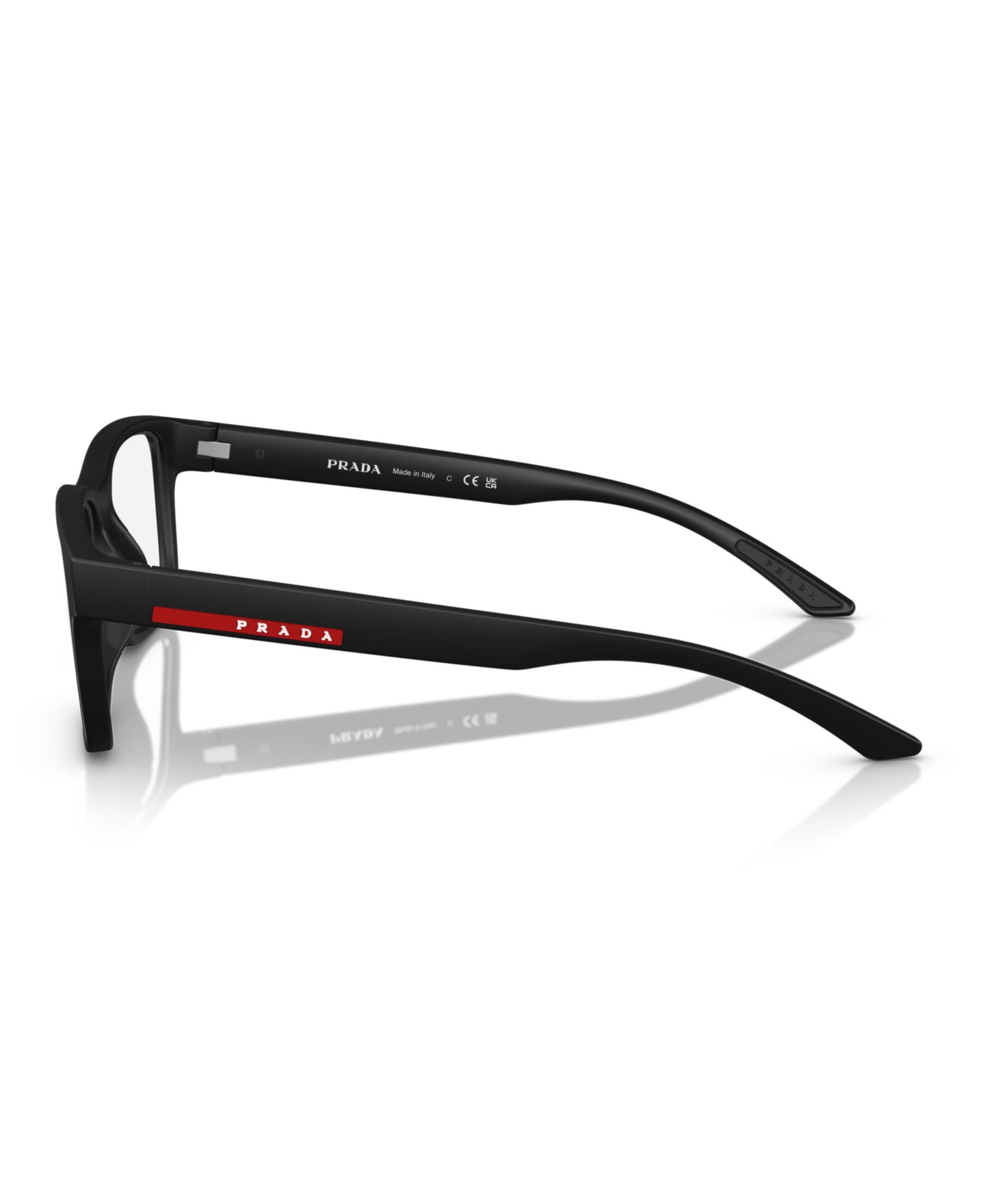 Мужские очки PRADA LINEA ROSSA Man Rectangle Plastic PS 01RV Eyeglasses, цвет: Чёрный каучуковый — фото 5