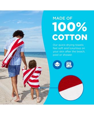 Striped Towel - Absorbent, 100% Cotton Towels - Oversized Towels for Beach Essentials - Quick-Dry Swimming Towels - Soft Towels with Striped Design - 32" x 62", (2 Pack)