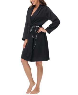 Madision Park Women's Gift Packed Satin Shell Fleece Lined Robe