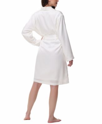Madision Park Women's Gift Packed Satin Shell Fleece Lined Robe