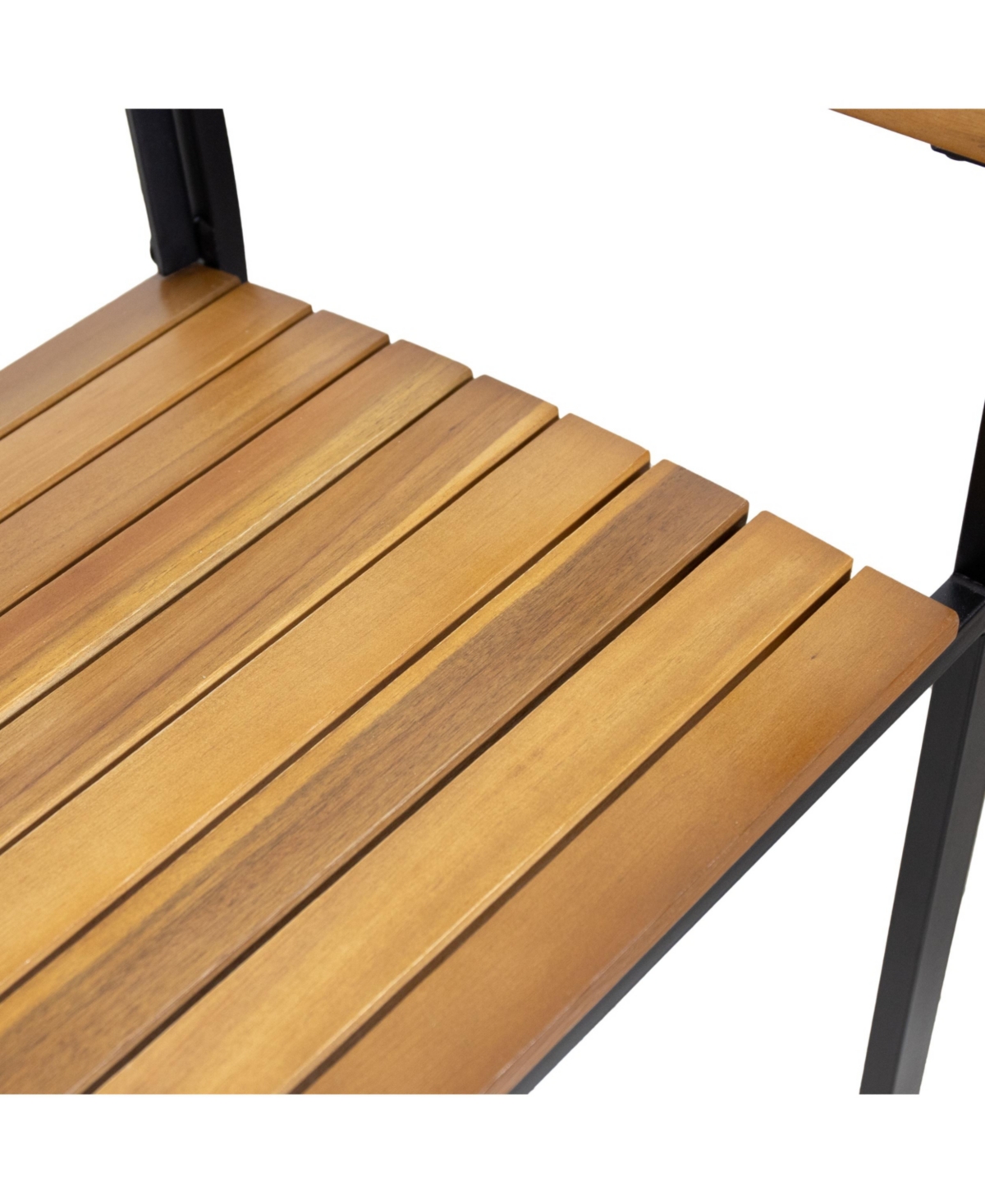 Streamdale Furniture Laris Wood And Metal Outdoor Dining Chair Set: Modern Industrial Style For Elevated Outdoor Dining - Teak+ black