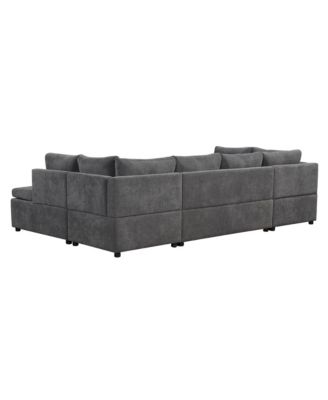 117" Oversized U-Sofa Couch Bed with Pillows
