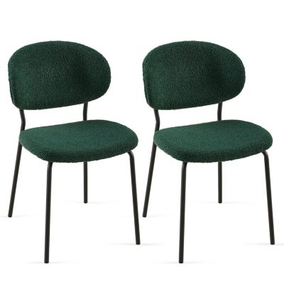  Boucle Fabric Dining Chairs (Set of 2) with Metal Legs