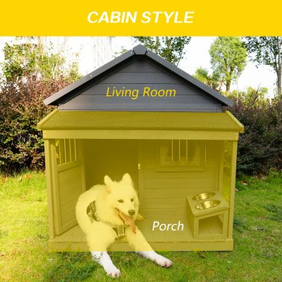 Streamdale Large Solid Wood Dog House with Terrace (44"x44"x44")