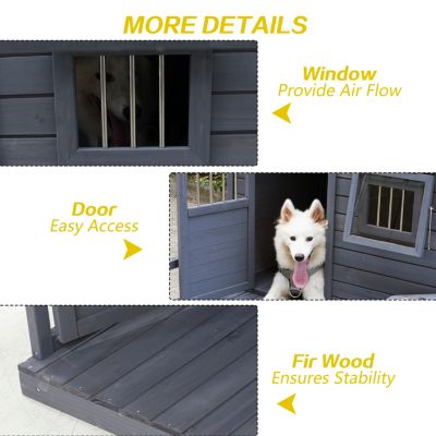 Streamdale Large Solid Wood Dog House with Terrace (44"x44"x44")