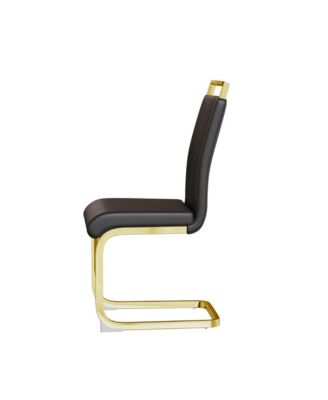Modern Faux Leather Dining Chairs with Golden Metal Legs (Set of 4)