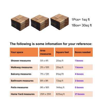 Streamdale 30x 12x12 Deck Tiles for Patio/Balcony