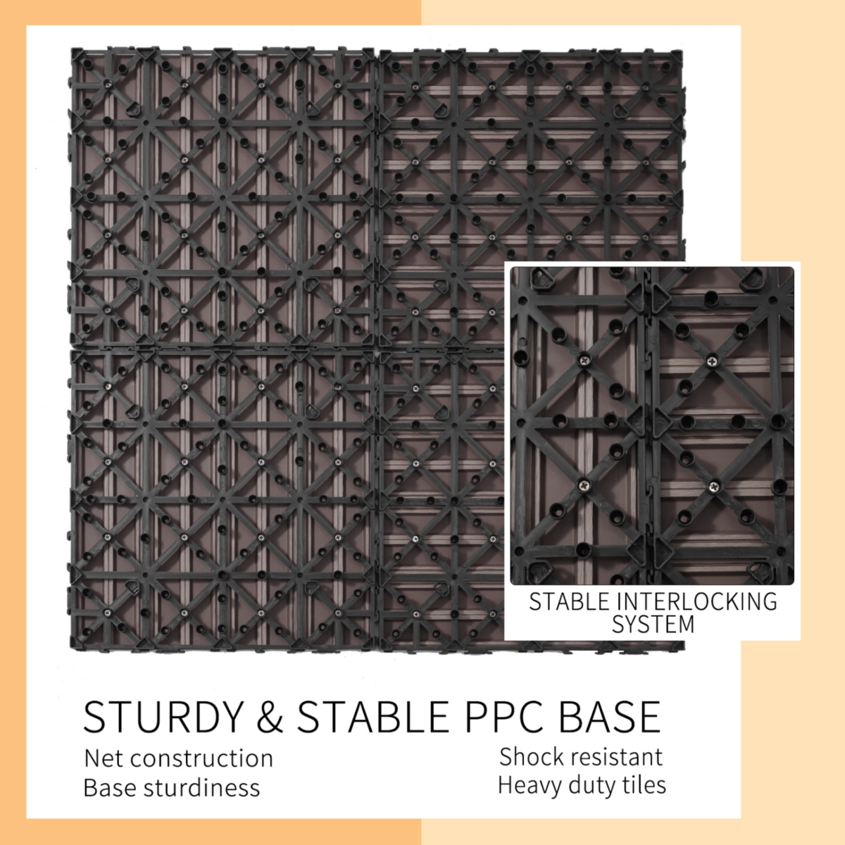 Streamdale Furniture Wood Plastic Composite Deck Tiles Set of 20, Sustainable Fsc Composite Decking Resist Rust, Water, Weather, Easy to Diy & Maintai