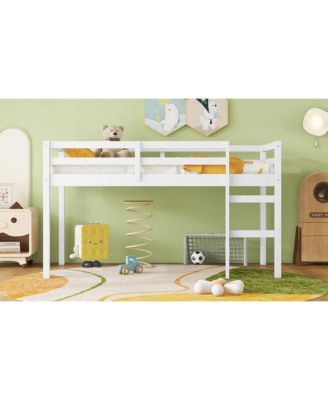 Twin Loft Bed with Ladder and Strong Slats.