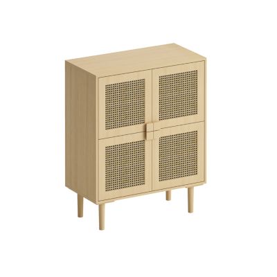  4-Door Rattan Mesh Storage Cabinet