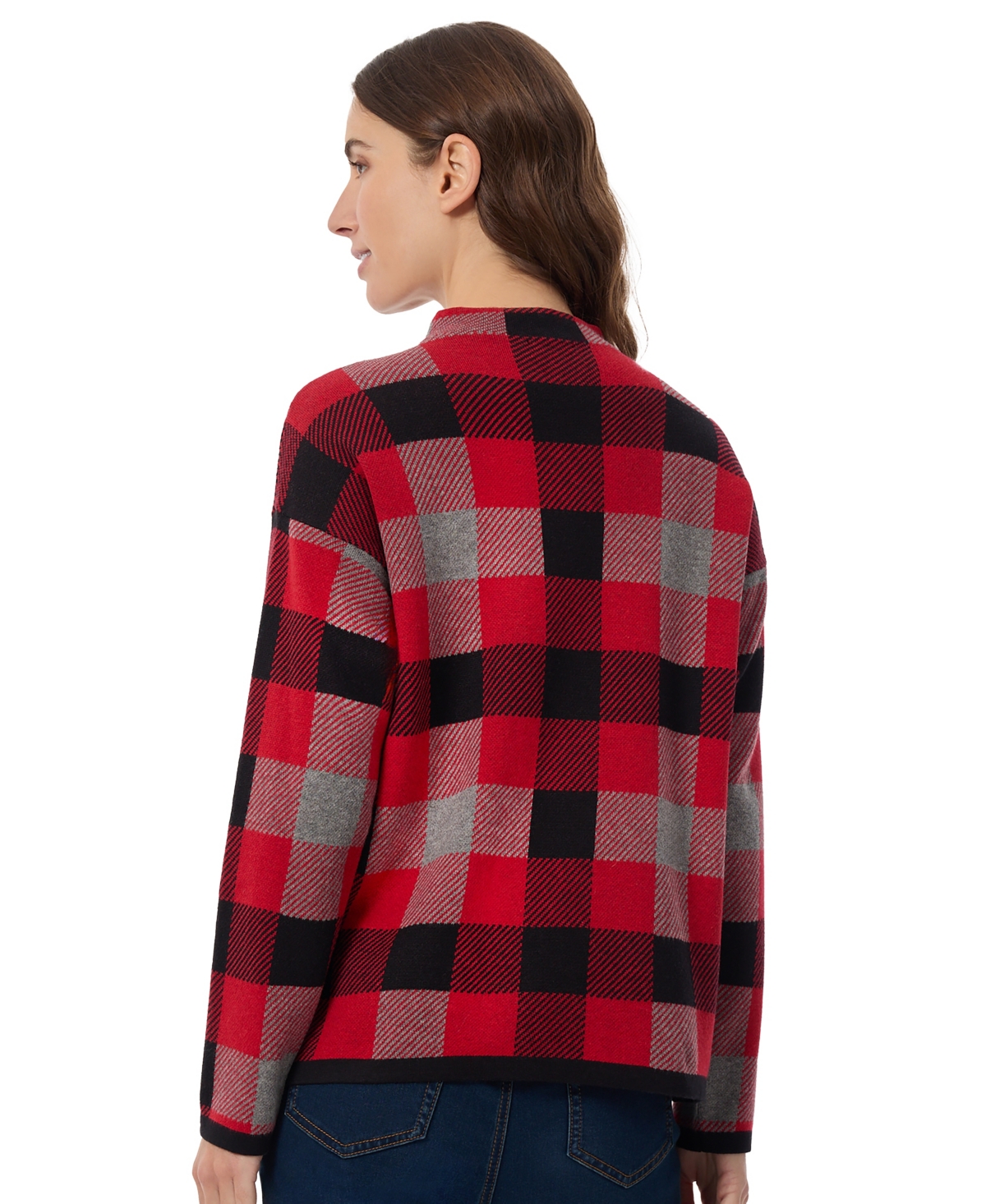 Jones New York Mock Neck Sweater In Deep Rouge Multi