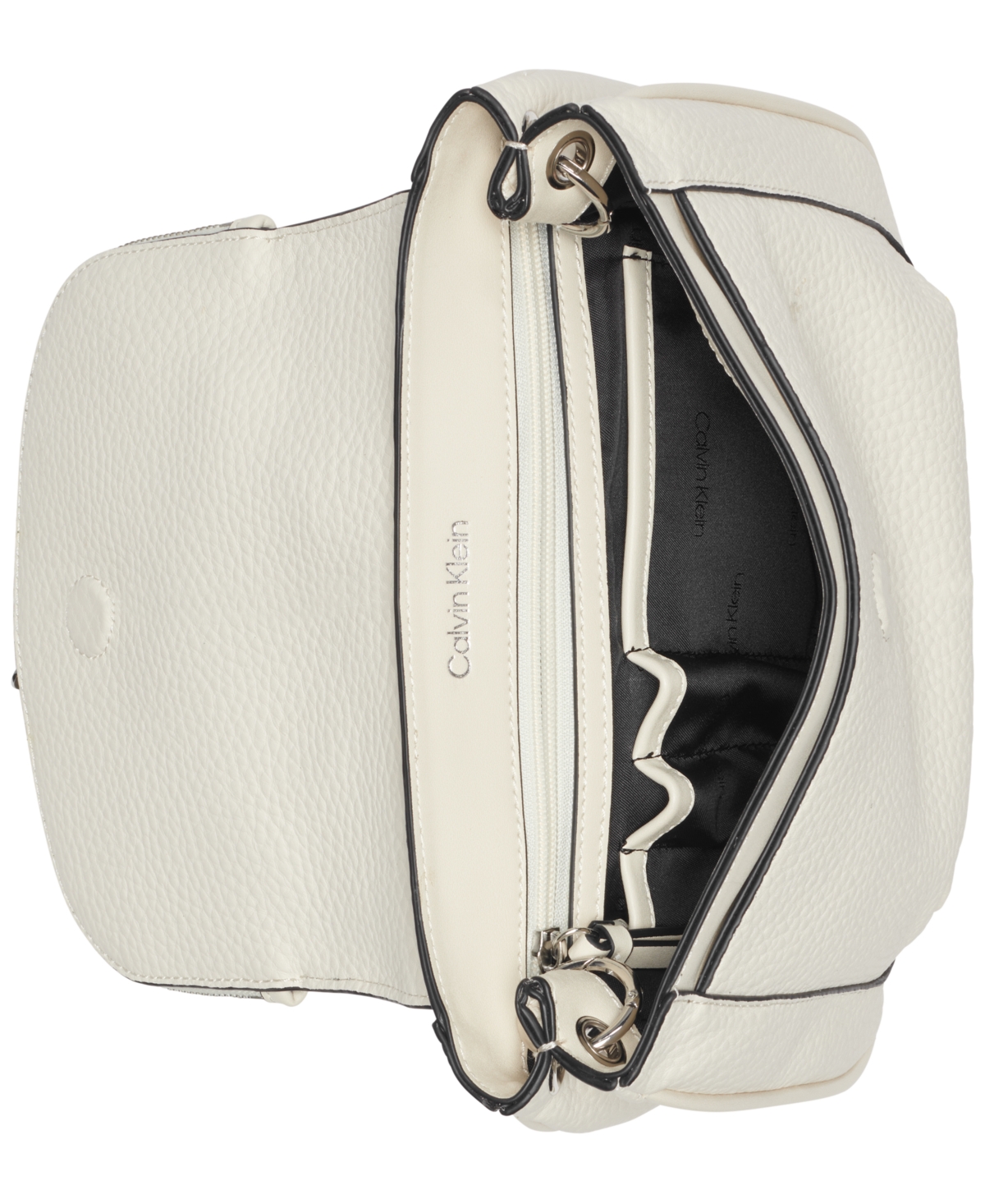 Calvin Klein Zulle Zip-around Crossbody With Signature Hang Off In Cherub White