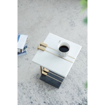 Artistic Marble and Aluminum C-Table