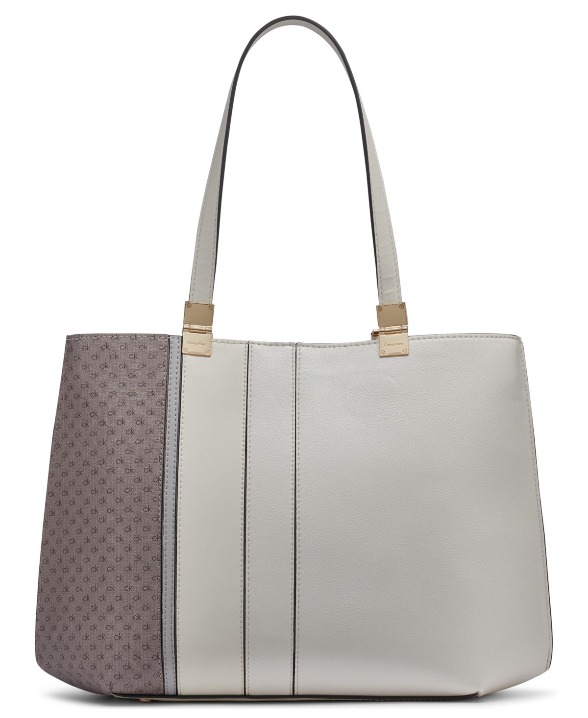 Calvin Klein Granite Pieced Signature Extra-Large Tote Bag -Cherub White