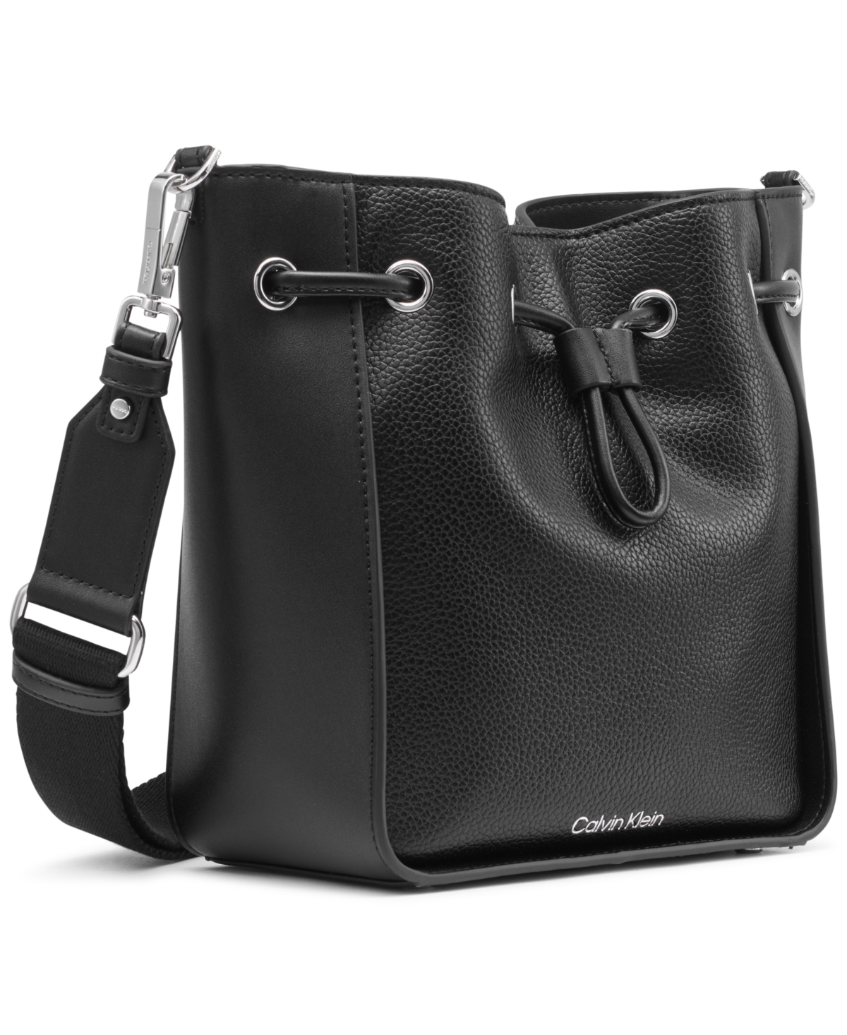 Calvin Klein Holt Drawstring Small Crossbody Bag In Black,silver