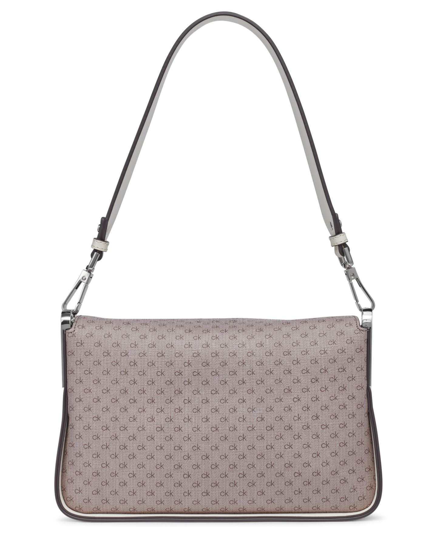 Женская сумка Calvin Klein Fay Signature Demi Shoulder with Magnetic Top Closure, цвет: Миндальный серо-коричневый / Белый — фото 2