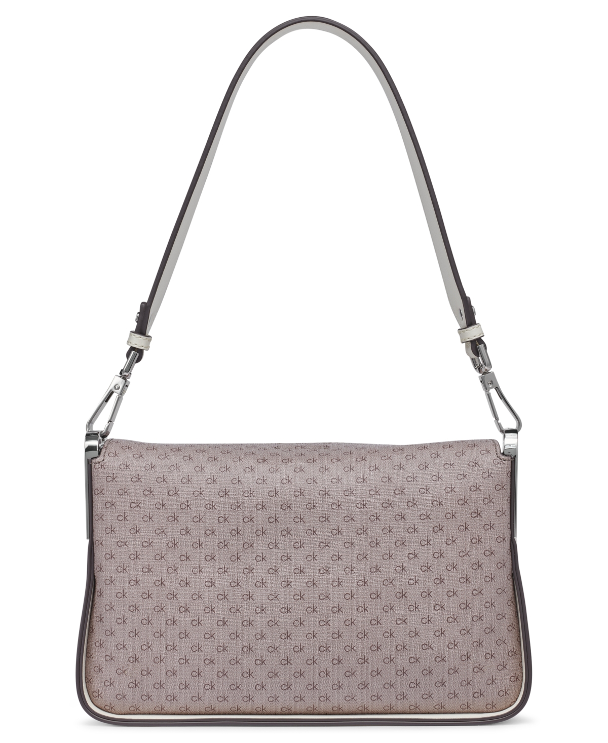 Calvin Klein Fay Signature Demi Shoulder With Magnetic Top Closure In Almond Taupe,cherub White