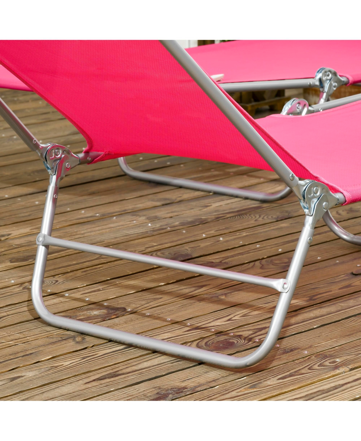 2 Piece Folding Chaise Lounge Chairs, Pool Sun Tanning Chairs, Outdoor Lounge Chairs with 6-Position Reclining Back, Breathable Mesh Seat, Headrest fo