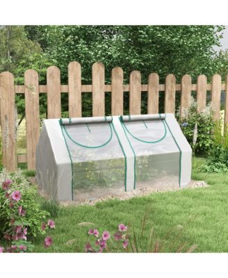 6' x 3' x 3' Portable Greenhouse, Garden Green House with 2 PE/Plastic Covers, Steel Frame and 2 Roll Up Windows, Clear