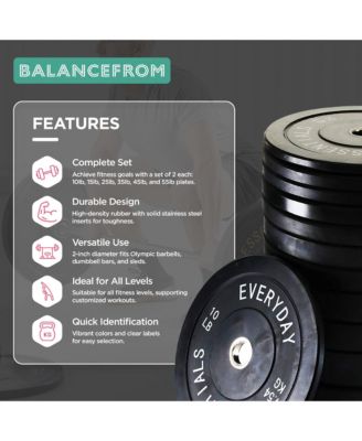 370 Pound Olympic Bumper Strength Training Weight Plate Set