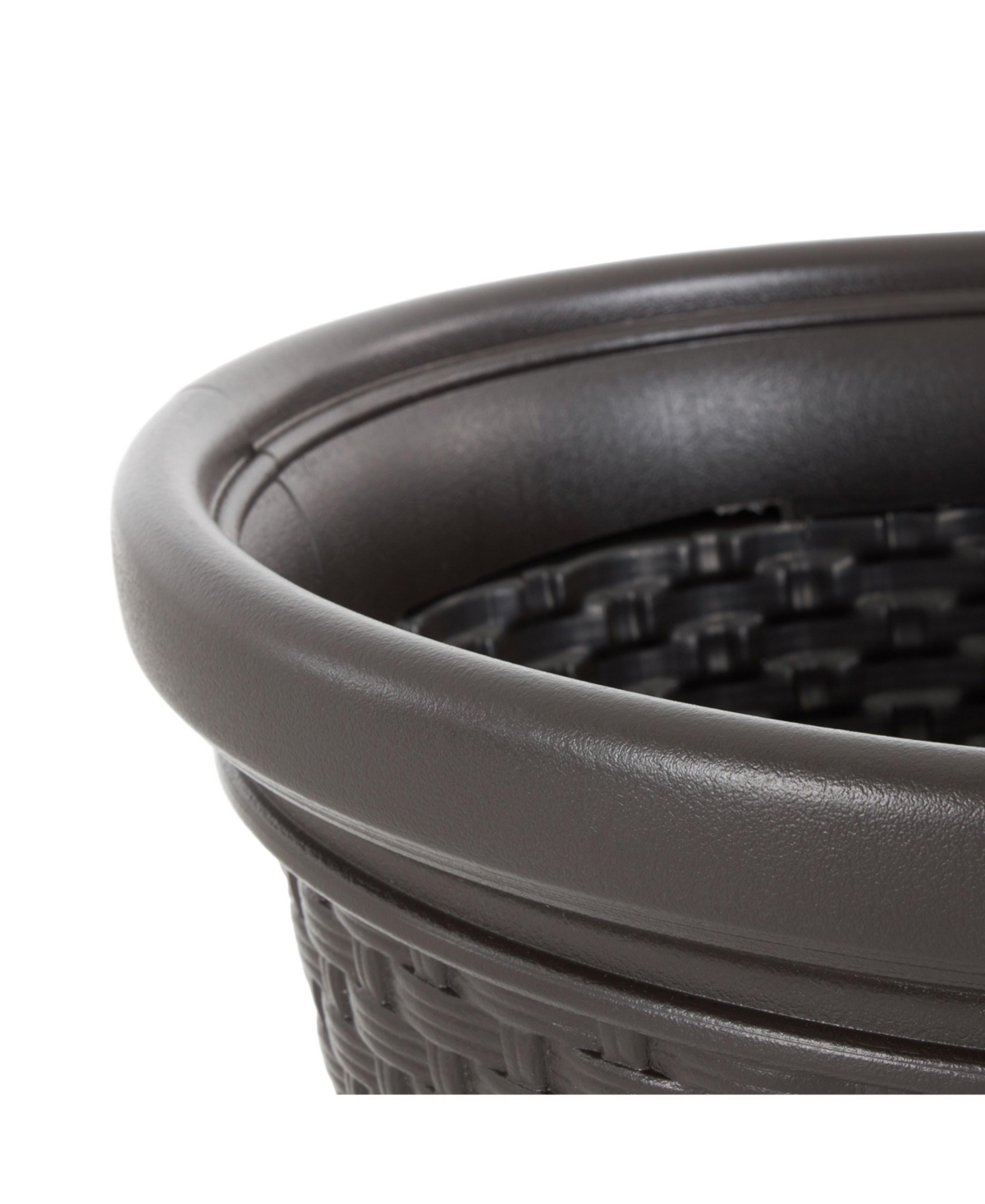 100 Foot Resin Wicker Garden Water Hose Caddy Storage Holder Pot, Java - Java