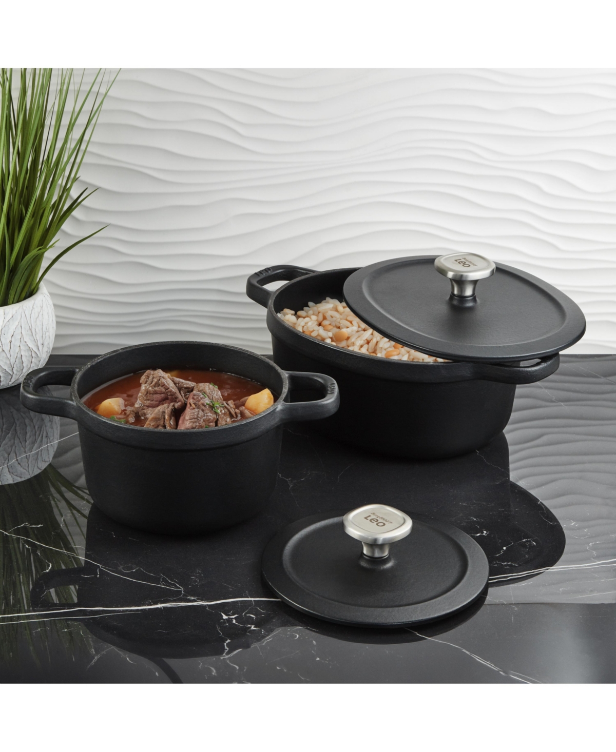 BergHOFF Leo Graphite 4pc Cast Iron Stockpot Set