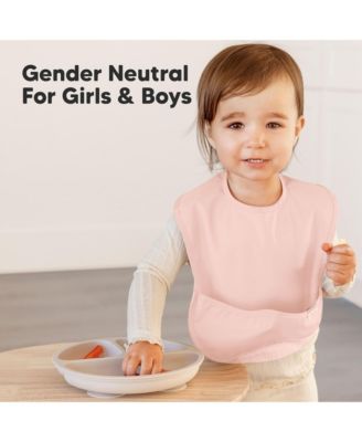 3-Pack Waterproof Baby Bibs for Eating, Lightweight, Mess Proof Toddler Bibs with Food Catcher