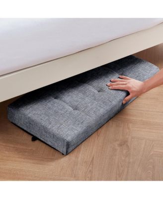 Foldable Tufted 30 Inch Linen Bench Storage Ottoman with Legs