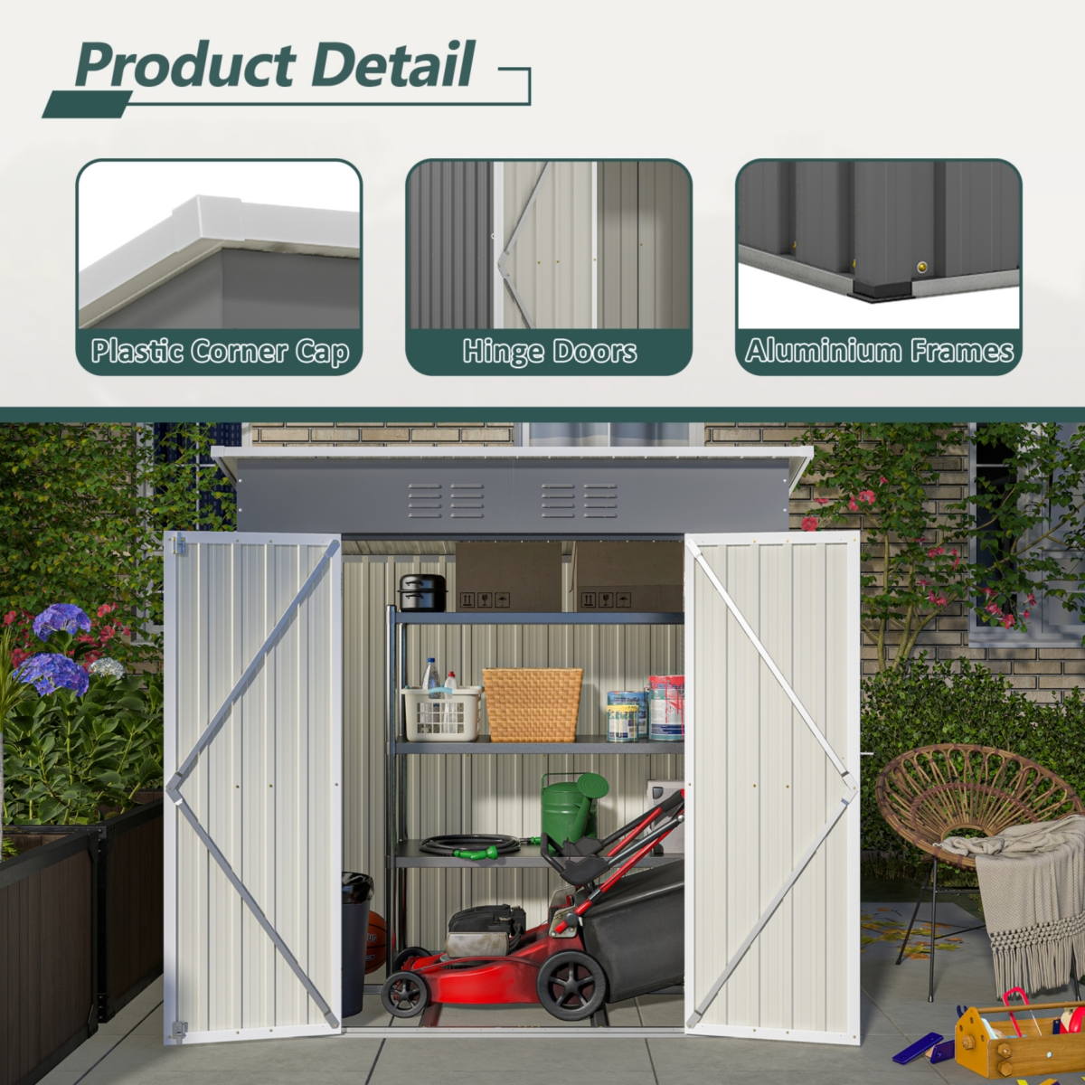 Streamdale Furniture 6'x4' Outdoor Metal Storage Shed for Garden Tools Lockable Door