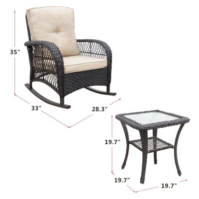 Streamdale 3-Piece Wicker Patio Bistro Set with Rocking Chairs