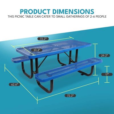 Streamdale Steel Picnic Table with Umbrella Hole in Blue