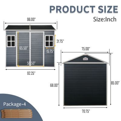 Streamdale 6x8ft Resin Outdoor Storage Shed with Two-Window and Floor
