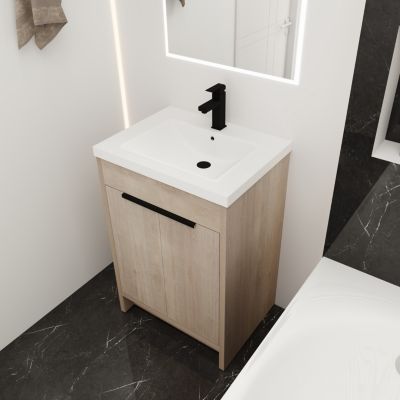 Eco-Friendly Freestanding Bathroom Vanity with Adjustable Shelves and Soft-Closing Doors