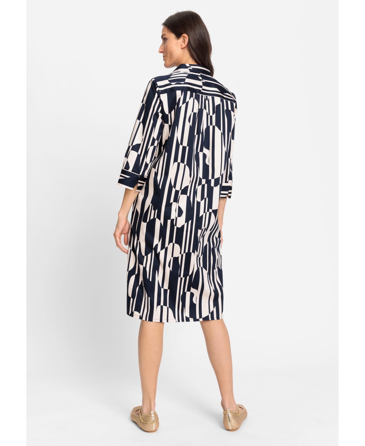 Olsen Women's 3/4 Sleeve Geo Shirt Dress