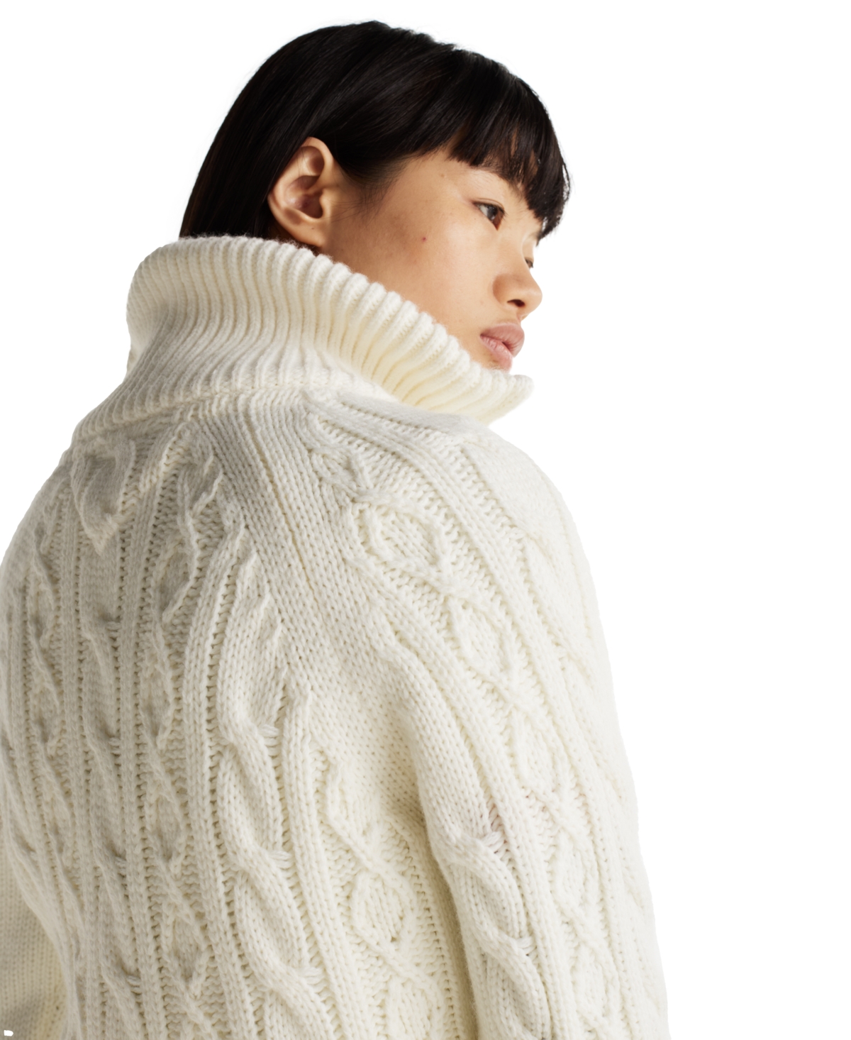 Tommy Jeans Women's Quarter-zip Cable-knit Sweater In Ancient White