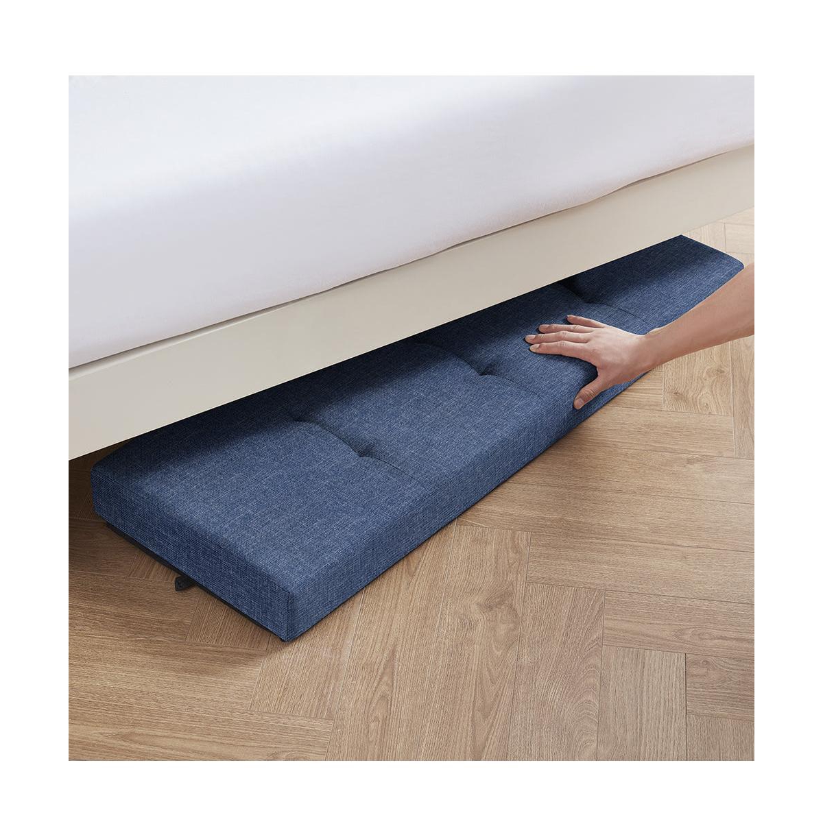 Ornavo Home Foldable Tufted 43 Inch Long Linen Bench Storage Ottoman with Legs