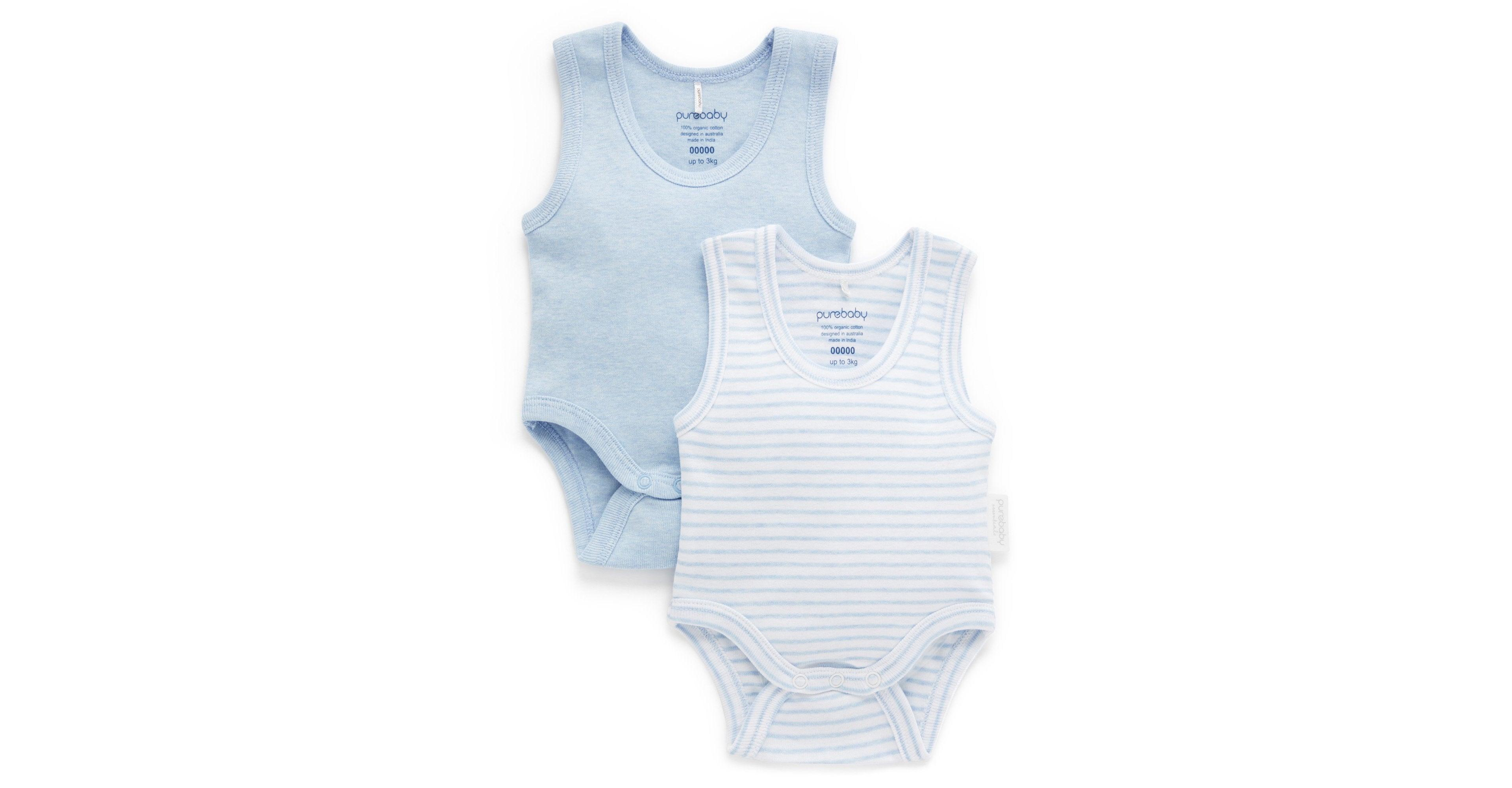 Purebaby Baby Boys Rib Bodysuit 2 pack