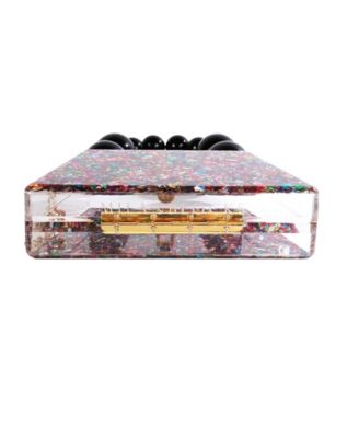 Forever Love confettie Top Handle Acrylic Clutch