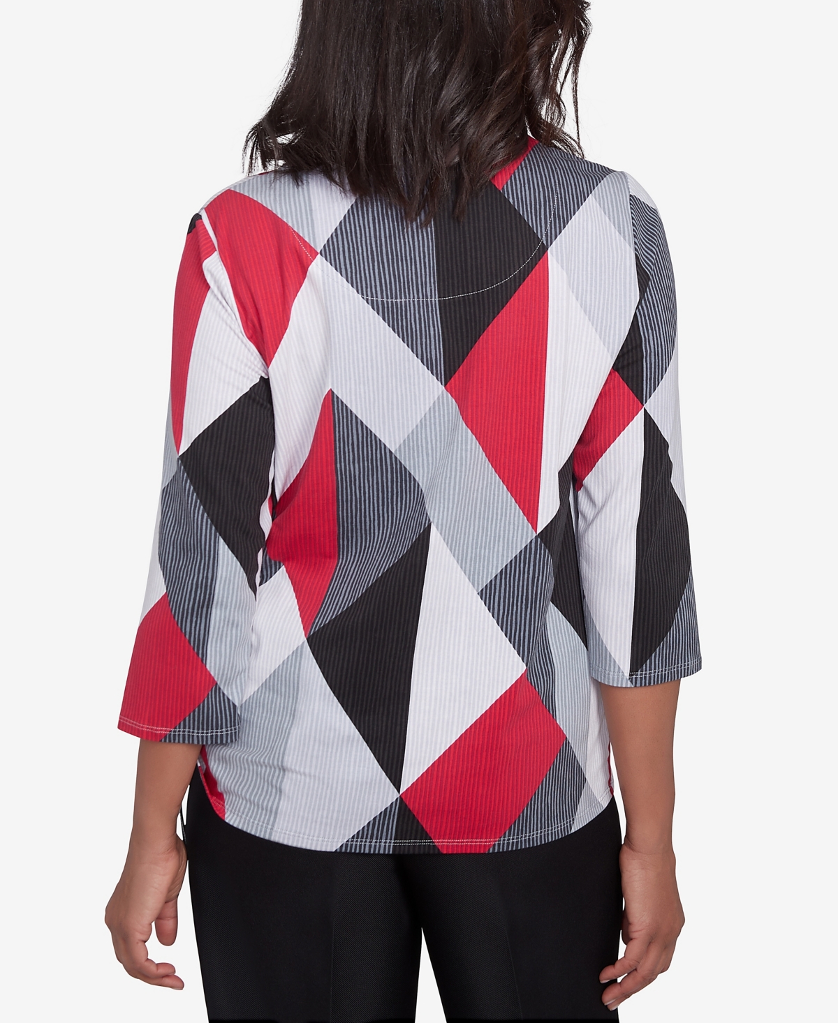 Alfred Dunner Petite Key Items Stained Glass Print Crew Neck Top In Multi