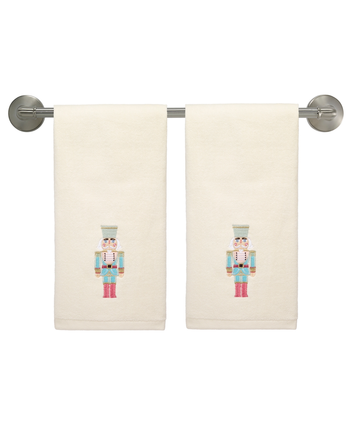 Avanti Nutcracker Cotton Hand Towel Set, 28" X 16" In Ivory