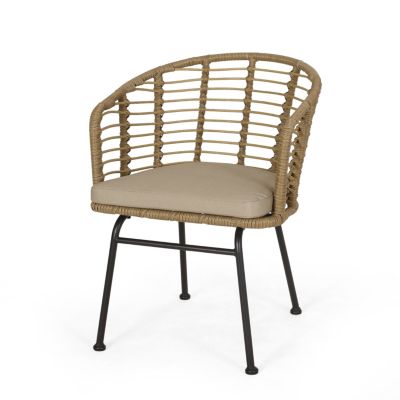 Modern Wicker Chair With Angled Legs And Water-Resistant Cushions