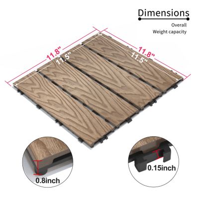 WPC Interlocking Deck Tiles, 11-Pack